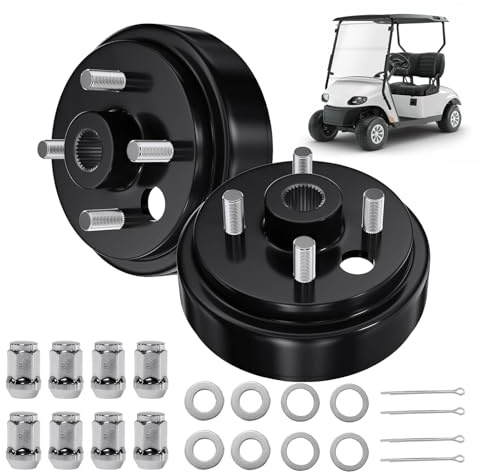 Cartalia Golf Cart 1 Inch Large Hole 30 Teeth Spline Brake Drum Assembly with Nuts for 4 Cycle Gas 1992-Up EZGO TXT/RXV/Marathon/Medalist/Columbia/MPT/ST Sport, Replace OEM# 21807-G1, 41843-94 (2 Pcs)