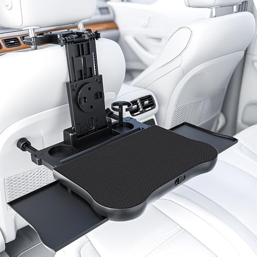 NEWFUN Table Voiture, Tablette Voiture Siege Arriere, Bureau avec Porte-Boisson et Porte-téléphone Portable pour Voyager en Voiture, Tavailler, écrire, Manger