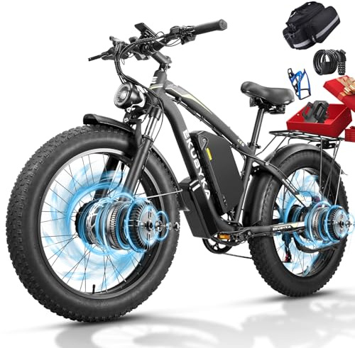 8000W Dual Motor Electric Bike for Adults, 48MPH Fast Ebike with 52V 36Ah Removable Battery, Up to 100 Miles Long Range, 24 Inch Fat Tire, Shimano 7-Speed, Shock Absorber Commuter E-Bike
