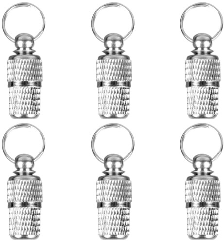 ASAKKURA 6 Colgantes de Latón para Collar de Perro en Forma de Cápsula, Etiquetas de Identificación para Mascotas en Color Plata, Accesorio Anti-pérdida Adecuado para Perros