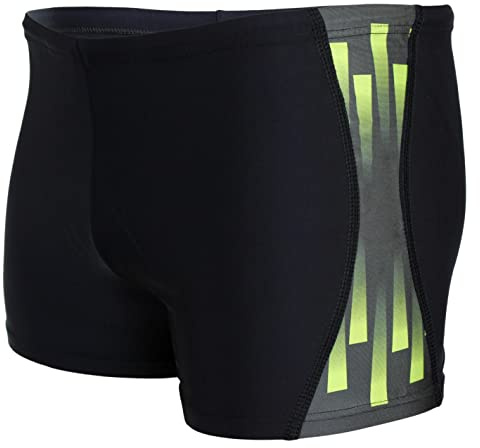 Aquarti Herren Badehose Kurz Sportlich Streifen, Farbe: Schwarz/Grün, Größe: XXL