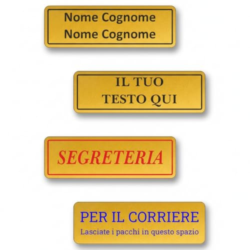 Targa Posta Alluminio con Biadesivo | Personalizzabile 1‑4 Righe | Resistente Esterno & Interno | Targa Cassetta Postale (Alluminio Colore Oro, Misura 100x30mm)