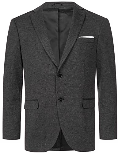Indumentum Herren Sakko Blazer Sportlich Jacke Jackett Slim Fit Herrensakko Übergangsjacke Herrenblazer Anzugjacke IJS-102 Schwarz S
