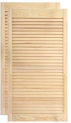 Tidyard 2 STK. Lamellentür Möbeltür Schranktür Offene Lamellen Holztür Möbel Tür Lamellentüren Unbehandeltes Holz Massivholz Kiefer 99,3x39,4 cm - Braun - Shaker - Zimmertür oder Durchgangstür