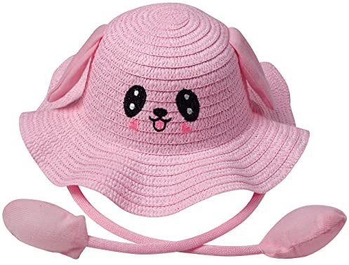 Miobo Simpatico Cappello da Sole Pieghevole e giocabile per Ragazze, Cappello da Sole Traspirante con Protezione UV con Motivo Ricamato e Motivo di Animali 54-Rosa