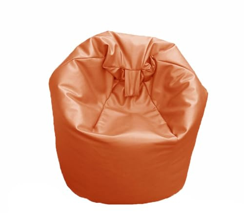 FAUX LEATHER Bean Bag Beanbag Gaming Chair Seat Lazy Lounger Couch (Orange, Medium (60 x 60 x 75 cm))