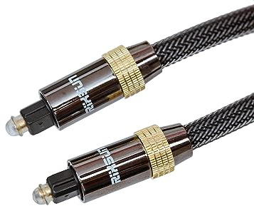 Rixsun Optical Audio Cable, Fiber Optic Audio Cable 6ft/1.8m with Aluminum Case, Nylon Braided Cord, Gold Plated, Toslink Digital Cable for Home Theater, Sound Bar, TV, DVD, Xbox, PS4, etc.