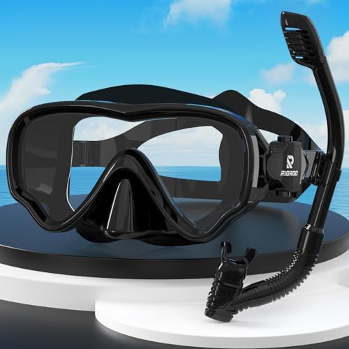 RIOROO Snorkel Set for Children, Dry Snorkeling Goggles, Anti Fog and Anti Leakage Floating Goggles for Boys, Girls, and Teenagers Aged 4-14