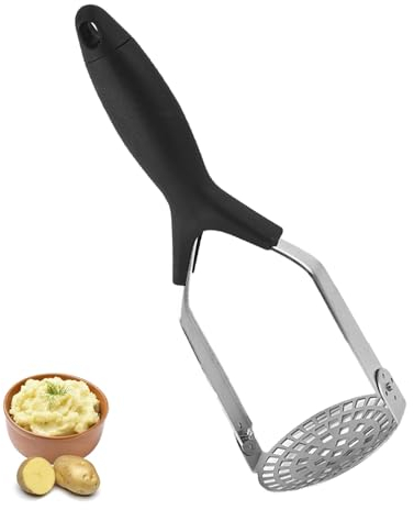 Kartoffelstampfer Gemüsestampfer Kartoffelpresse Edelstahl Kartoffel Stampfer mit Langem Griff für Spülmaschinengeeignet, Kartoffelbrei, Gemüse und Früchte