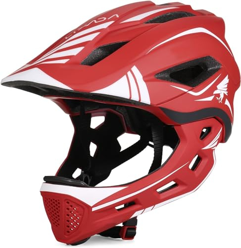 Kavolet Fahrradhelm Kinder, Kinderhelm Integriert Kinder Fullface Helm mit Abnehmbarem Kinnschutz, Downhill Helm für Radfahren, Skateboarden, Rollschuhlaufen, Roller (Unisex 52-58cm)
