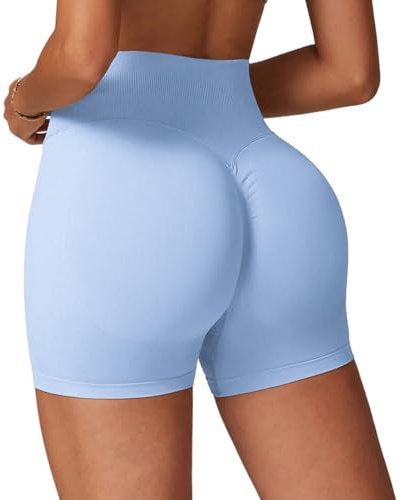 Qmttoae Seamless 4.5 Scrunch Butt Lifting Gym Shorts for Women Booty Workout Shorts Tummy Control Cycling Yoga (Ice Mint,S)