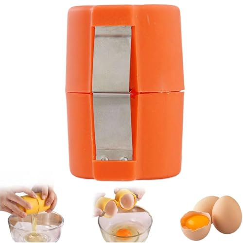 Utensile per sbucciare le uova sode in acciaio inox, per uova sode, efficiente strumento per rompere le uova, pratico separatore per uova crude, per uova crude (arancione)
