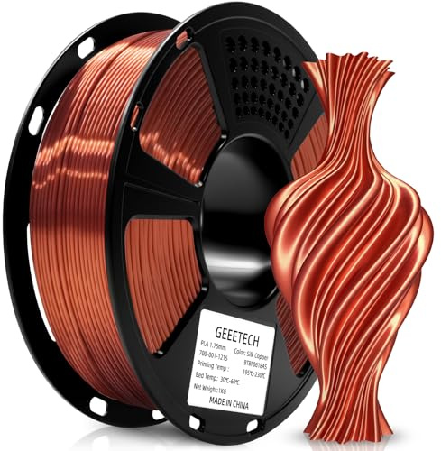 GEEETECH Filamento in PLA effetto seta, da 1,75 mm, per 3D, con precisione dimensionale di +/- 0,02 mm, effetto seta/rame