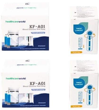 Diabetes Test Strips for Blood Glucose Monitor 100 X Strips & 100 X Lancets, Glucose Test Strips, Blood Lancets for UK Diabetics No Coding Needed