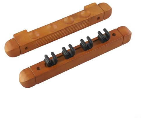 Aprilsunnyzone Billard Pool Queue Rack Wandhalterung 4 Slot Halter Wandhalterung Billard Pool Queue Rack Eiche Massiv Hartholz Pool Queue Set Halter (Gelb)