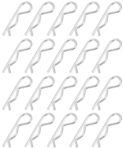 PATIKIL Set di 20 bulloni a scatto M2,5 x 50 mm, in acciaio al carbonio, chiusura rapida a molla per rimorchio, tosaerba, camion, argento