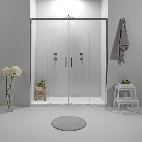 Porta Doccia Nicchia Scorrevole 170 x 190 cm - Vetro Temperato 6 mm, Trasparente, Profilo Cromato, Chiusura Magnetica e Sistema Antigoccia - Facile da Installare e Pulire
