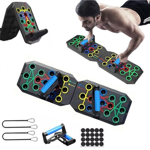 24-In-1 Push Up Board,Portable Pushup Bars for Men, Muscle Max Press Up Boards,Tetachable Gym Home Exercise Board,Multi-function Push-Up Stand,Home Workout Equipment with Resistance Bands