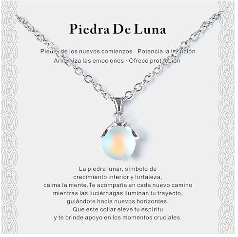 Rebundex Piedra Luna Colgante Regalos Originales para Mujer Joven Ideas de Regalos para Mujer Cumpleaños Collar Piedras para Amiga Novia Hija Hermanas Nieta Madre Esposa, Navidad Reyes San Valentin