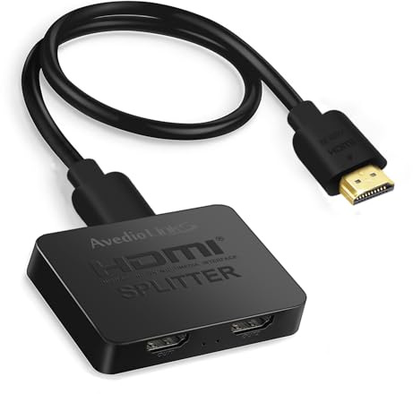 avedio links 8K HDMI Splitter 1 in 2 Out w/ 4ft 8K Hdmi Cable (Not Extended Display), Mirror Only, 4K@120Hz HDMI 2.1 Splitter for Monitor, TV, Support HDCP2.3, 48Gbps, VRR, ALLM, Dol-by Vision, Atmos