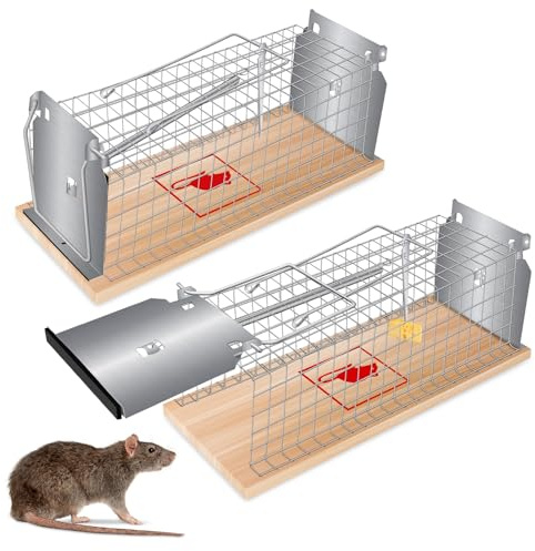 Ulikey 2 Pezzi Humane Intelligente trappole per Topi, Trappola per roditori, Topi Catcher, Umana Cattura Live e di Uscita Roditore Non Uccidere, riutilizzabili (Giallo)
