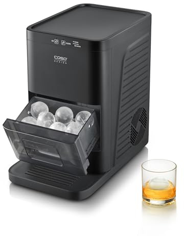 CASO IceBall Pro Eiskugelbereiter mit Kompressor – Kristallklare Eiskugeln 50–55 mm, 2 Kugeln/Stunde, 1,3 l Wassertank, Selbstreinigung, LED-Anzeige, mattschwarz