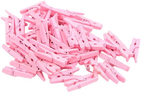 Homoyoyo Clip Fotografiche Leggere e Resistenti Mollettine Versatili 100 Pezzi Mini Mollette di Legno Rosa per Decorazioni Casa e Articoli Festivi per Carta e Foto