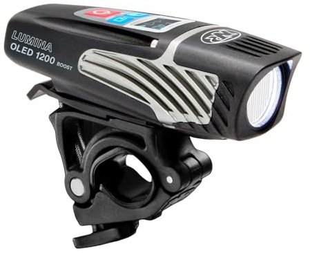 NiteRider Lumina OLED Boost 1200 Bike Light – OLED Display with Real-Time Runtime – 1200 Lumens – USB Rechargeable – Road, MTB & Commuter – IP64 Water Resistant