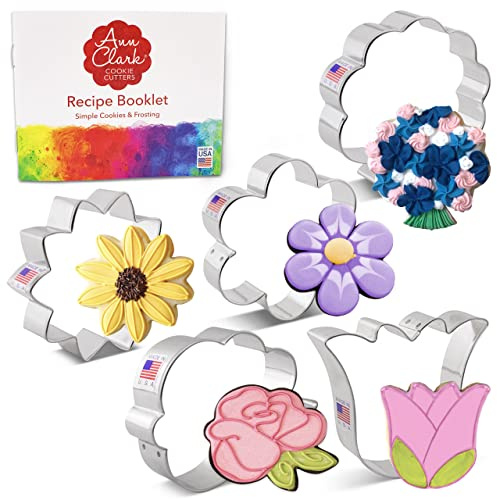 Ann Clark Mother's Day Flower Bouquet Cookie Cutters 5-Pc. Set Made in the USA