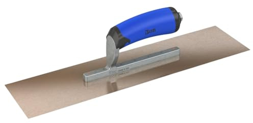 Bon Golden Stainless Steel Finishing Trowel - 11.5 x 4 | Square-End Short Shank Concrete Trowel with Comfort Wave Handle | Ergonomic Design for Smooth and Precise Finishing