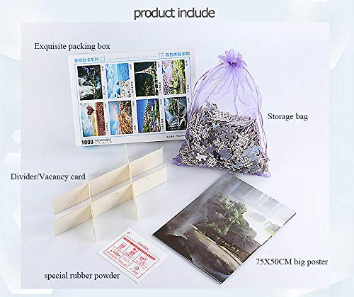 ZZMMUW Puzzles Landscape Jigsaw Puzzle 1000 Piece World Landmarks Wooden Jigsaw Puzzles Adult Puzzle Games Educational Games