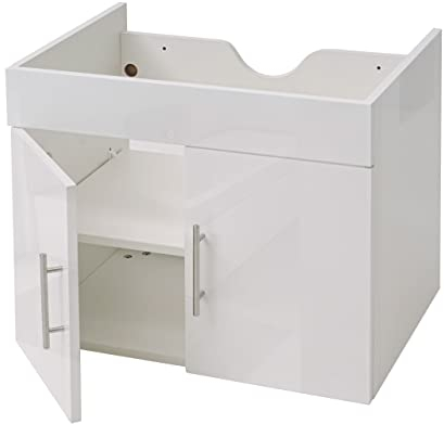 Mendler Waschbeckenunterschrank HWC-D16, Waschtischunterschrank Waschtisch Unterschrank Badmöbel, FSC® Hochglanz 60cm - weiß