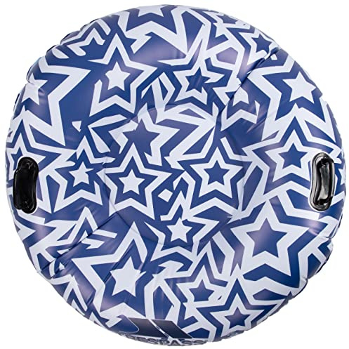 Inflatable Ring with Plastic Handles suitable for Swimming & Snow Sledding Dingnut (Star Print)