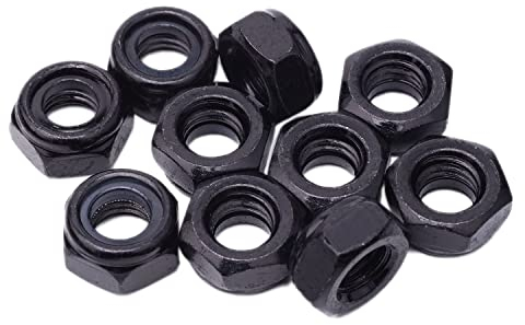 DIN985 Écrou de Blocage Écrous Autobloquant de Standard Écrou de Sécurité Écrou en Acier Carbone Écrou Hexagonaux (10Pcs, M10)