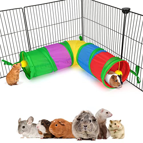 YUEPET Guinea Pig Corner Tunnel and Tube Collapsible Ferret Tunnel, Small Animal Corner Hideout for Guinea Pig Ferret Hamster Chinchilla Sugar Glider
