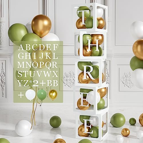 104 Scatole Decorazioni Baby Shower,5 Scatola Palloncini Baby Shower Verde Salvia con Lettere,45 Palloncini Oro Bianco Verde Salvia per Baby Shower,Compleanno Verde,Decorazioni Festa Jungel