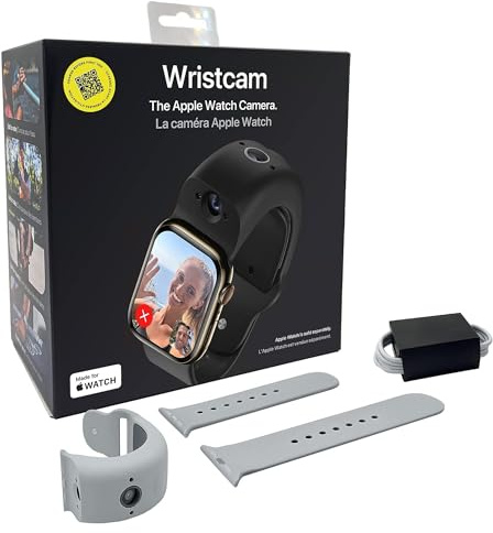 Wristcam Smart Dual-Camera Band Compatible with Apple Watch (Apple MFi Certified), 8MP Sensor, Full HD Video/720P Sport Mode, Pro Image Stabilization, WiFi, IP68 Water Resistant and Siri Integration