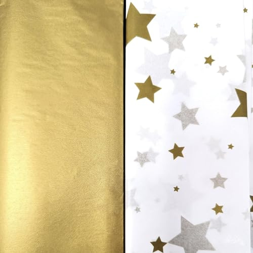 8 Sheets of Gold Tissue Paper | Gift Wrap & Hamper Lining | 70x50cm | Recyclable & Premium-Quality Wrapping Paper for Christmas, Easter, Weddings & Birthdays