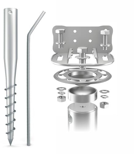 Maxerio NEU 80 cm 2er Base-Set TILT Schraubfundamente inkl. Konsole (feuerverzinkt); Ø 60 x 2; M12