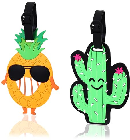 2Pièces Etiquette Bagage été Plage Étiquette Valise Avion Étiquette Valise Avion Étiquette de Voyage Étiquettes Porte Adresse Porte Mignon Etiquette Bagage pour Valise Bagage Sacs à Dos Voyages,Ananas