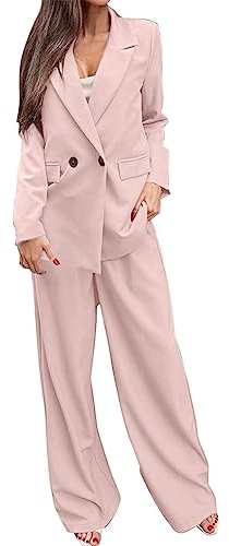 Femme Ensemble De Pantalon Larges Et Blazer ÉLéGante Ample Costume 2 PièCes Couleur Unie Tailleur DéContracté Casual Affaires Outfits Suit