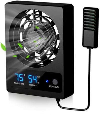 Sonhomay Ventola di ventilazione per rettili, velocità regolabile, controllo dell'umidità, deumidificatore per terrario, vivario, anfibi, rettili, serpenti
