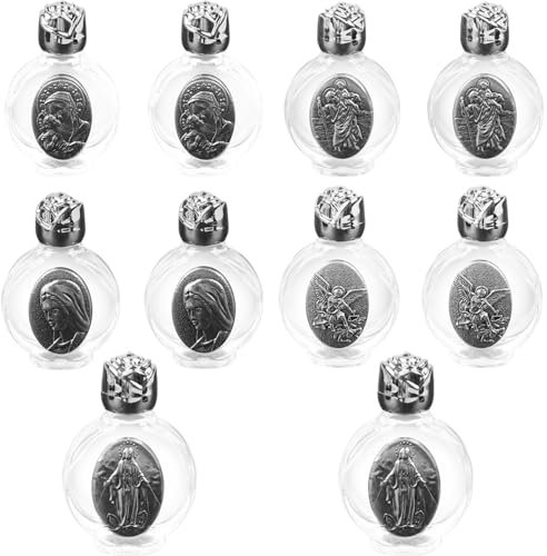 Botella de Agua bendita 10 Piezas Recipiente de Agua bendita en Relieve de Vidrio vacío rociador de Agua bendita matraz de Agua bendita para obsequios religiosos, decoración de la Boda en el hogar, p