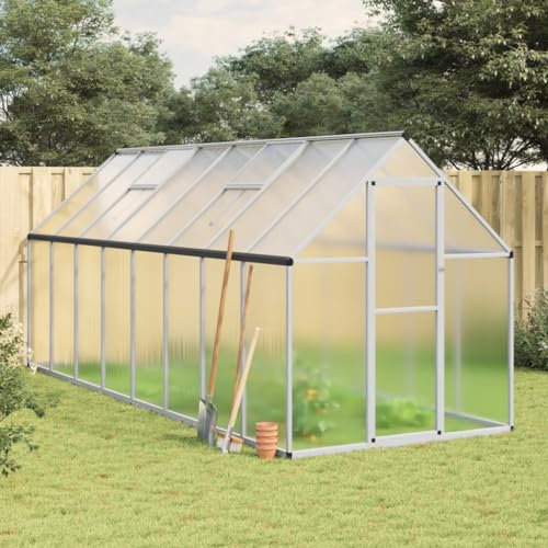Capwee Serre avec Cadre de Base Serre de Jardin Polycarbonate Serre de Bricolage, abri de Serre aluminium-Argent-445 x 169 x 195 cm