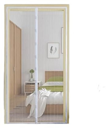 Puertas Mosquiteras Mosquitera magnética de 4 colores y 5 tamaños, cortinas antiinsectos for puerta, malla de cierre automático, pantalla de puerta, pegatina de cocina, cortina(Beige,90 x 210cm)
