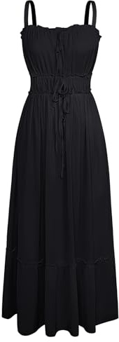 GRACE KARIN Black Ladies Summer Dress Sleeveless Spaghetti Straps Causal Beach Dress Elegant Flowy Maxi Dress for Going Out Vocation M