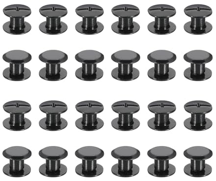 PATIKIL 24 Sets Chicago Screws, 5mm l Chicago Screws Phillips Binding Post Screw Bolts Leather Rivets Fasteners Connectors for Leather Belt Scrapbook Photo Albums, Black