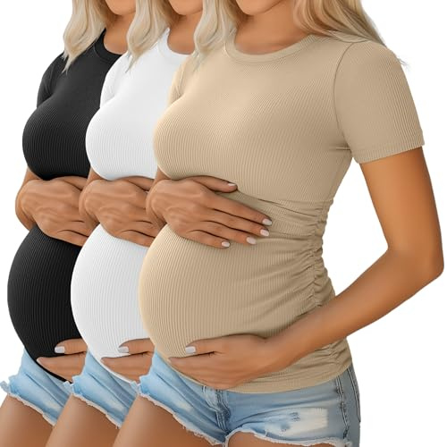 Ficerd Pack de 3 Chemises de Grossesse,M,3-Ensemble de Couleurs