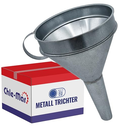 Chle-Mar Metall Benzin Trichter mit Sieb, Groß Öltrichter Auto mit Griff