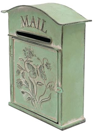 Cassetta delle lettere da parete, vintage, per esterni, con motivo a farfalla, con chiusura a chiave, per appartamenti, ristoranti, uffici postali